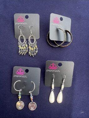 paparazzi Silver and Black Accent Mixed Earring Set